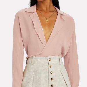 NWT L'AGENCE Rita Drape Blouse | Magenta L